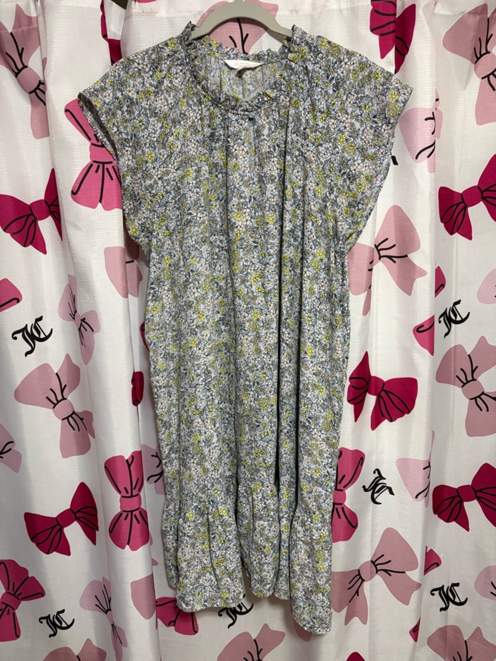 LC Lauren Conrad Light Blue and Yellow Floral Midi Dress